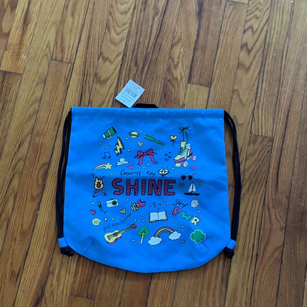 NWT Girl Scouts Kids Blue Shine Drawstring Bag